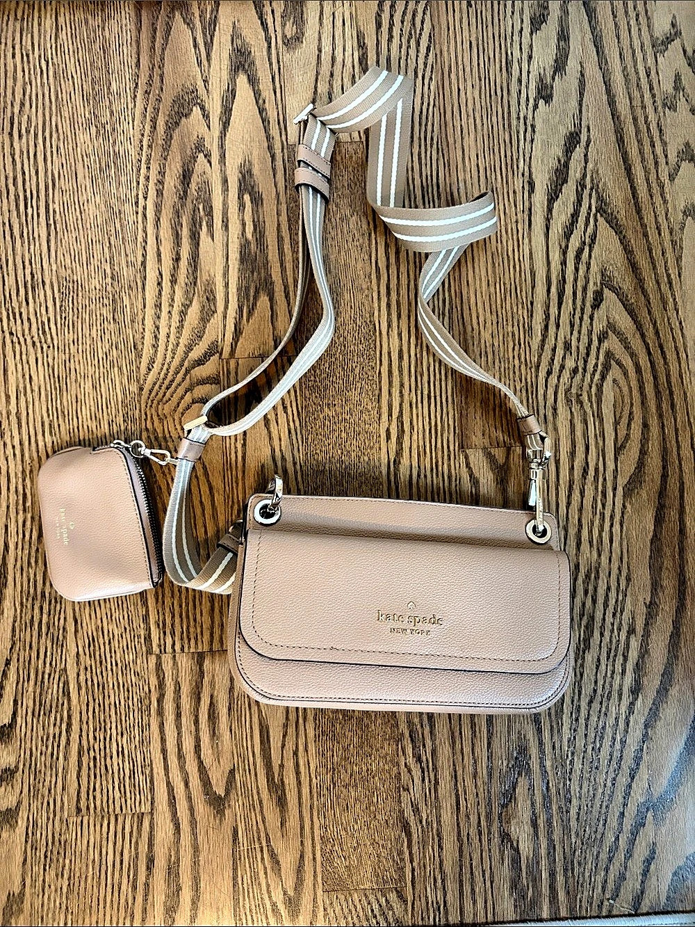 Kate Spade Crossbody Bag with Matching Pouch in Pink Like New